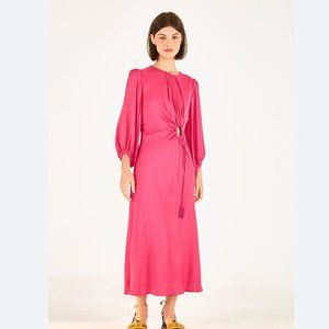 FARM Rio Pink Front Circle Cut Out Midi Dress, Size M
